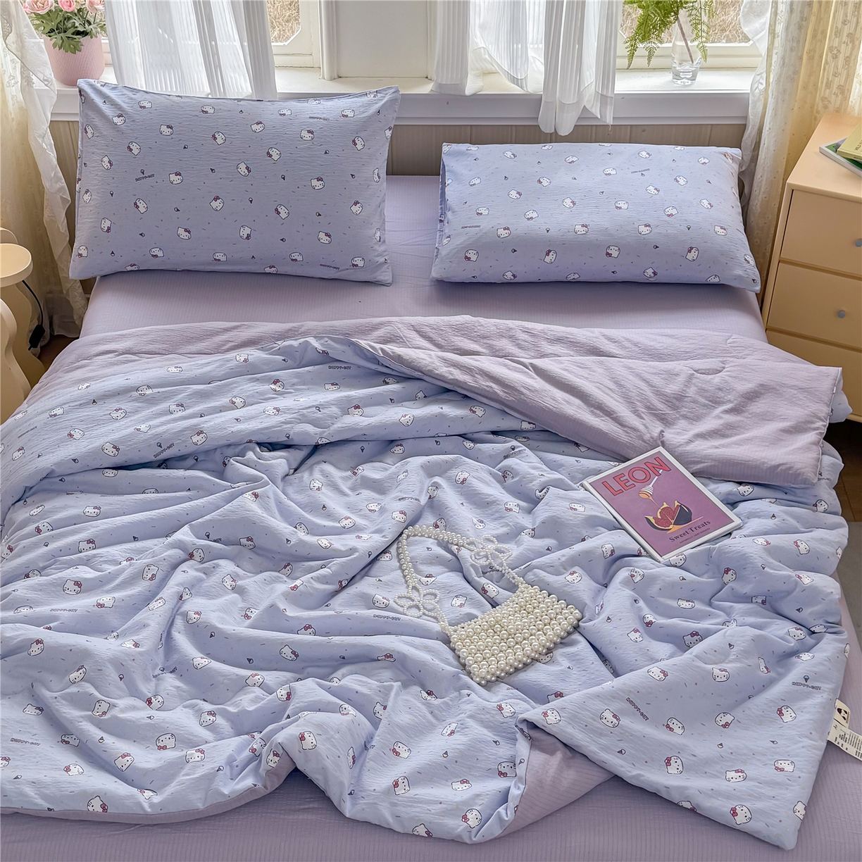 91家纺网 家纺一手货源 找家纺 艺菲阁家纺 2026新款云感双层纱夏被夏凉被空调被 蓝莓奶糖