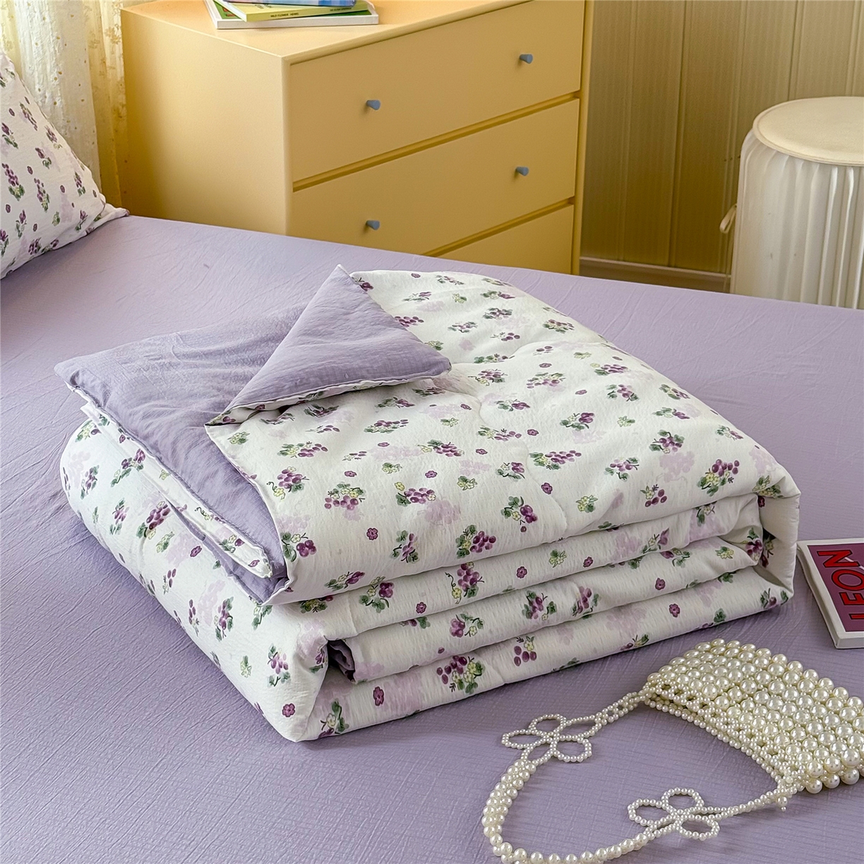 艺菲阁家纺 2026新款云感双层纱夏被夏凉被空调被 葡萄多多