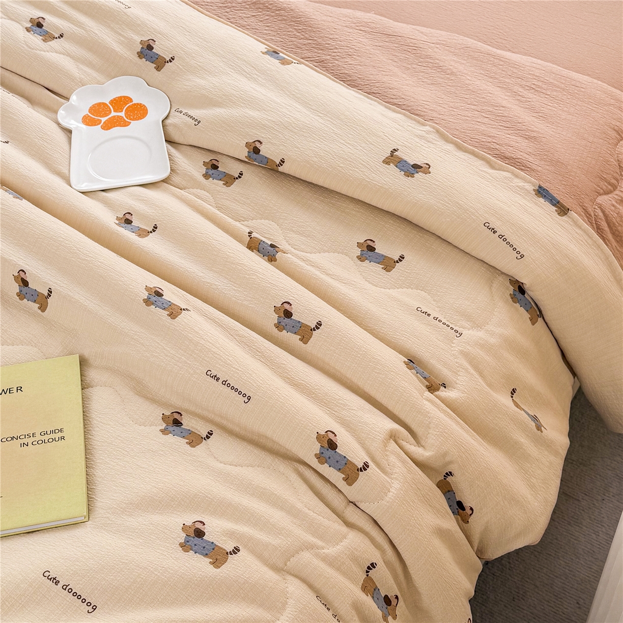 91家纺网 家纺一手货源 找家纺 艺菲阁家纺 2026新款云感双层纱夏被夏凉被空调被 俏皮狗