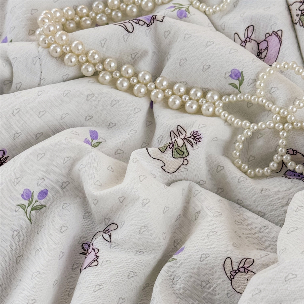 91家纺网 家纺一手货源 找家纺 艺菲阁家纺 2026新款云感双层纱夏被夏凉被空调被 裙小兔