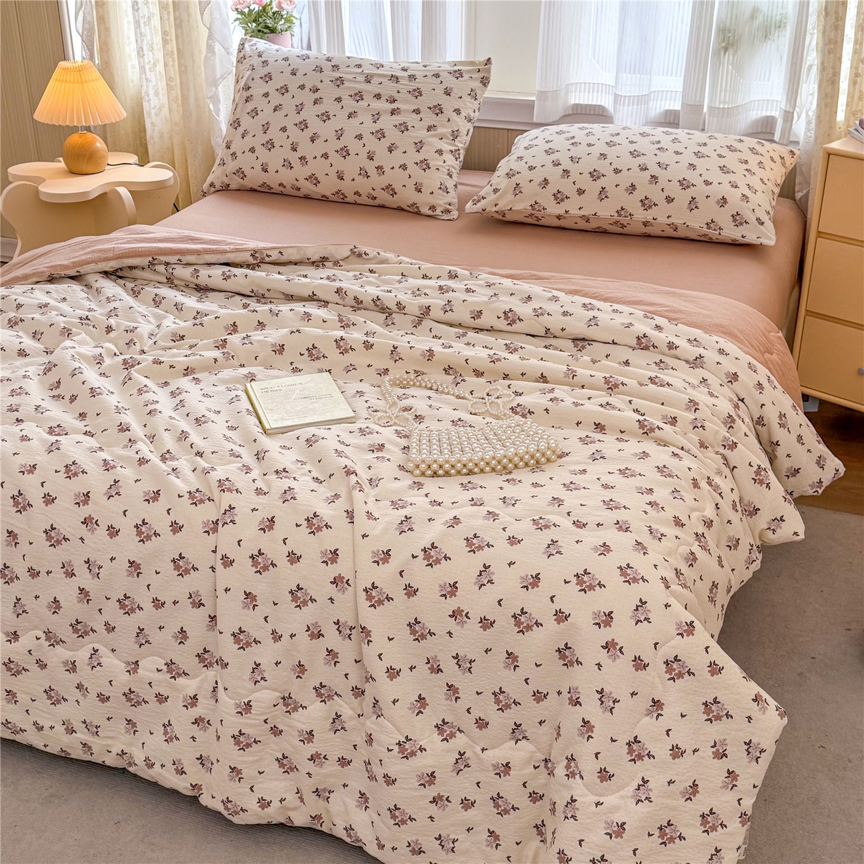 91家纺网 家纺一手货源 找家纺 艺菲阁家纺 2026新款云感双层纱夏被夏凉被空调被 苏槿