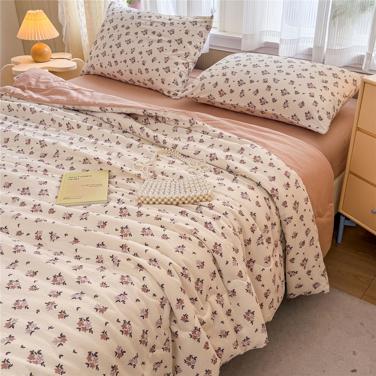 91家纺网 家纺一手货源 找家纺 艺菲阁家纺 2026新款云感双层纱夏被夏凉被空调被 苏槿