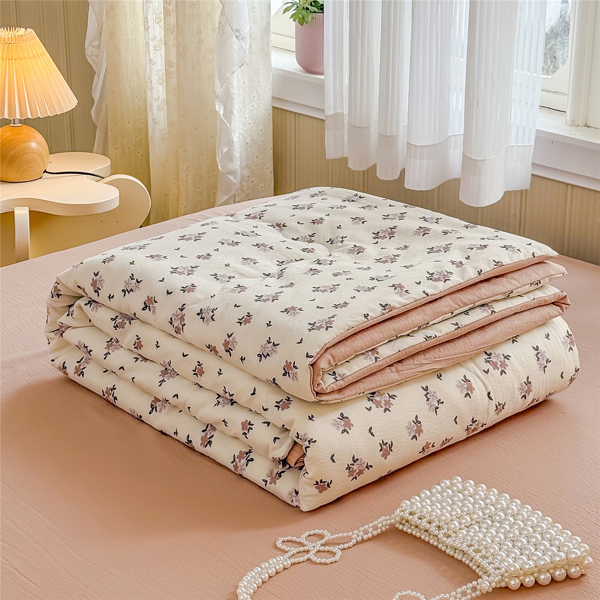 91家纺网 家纺一手货源 找家纺 艺菲阁家纺 2026新款云感双层纱夏被夏凉被空调被 苏槿