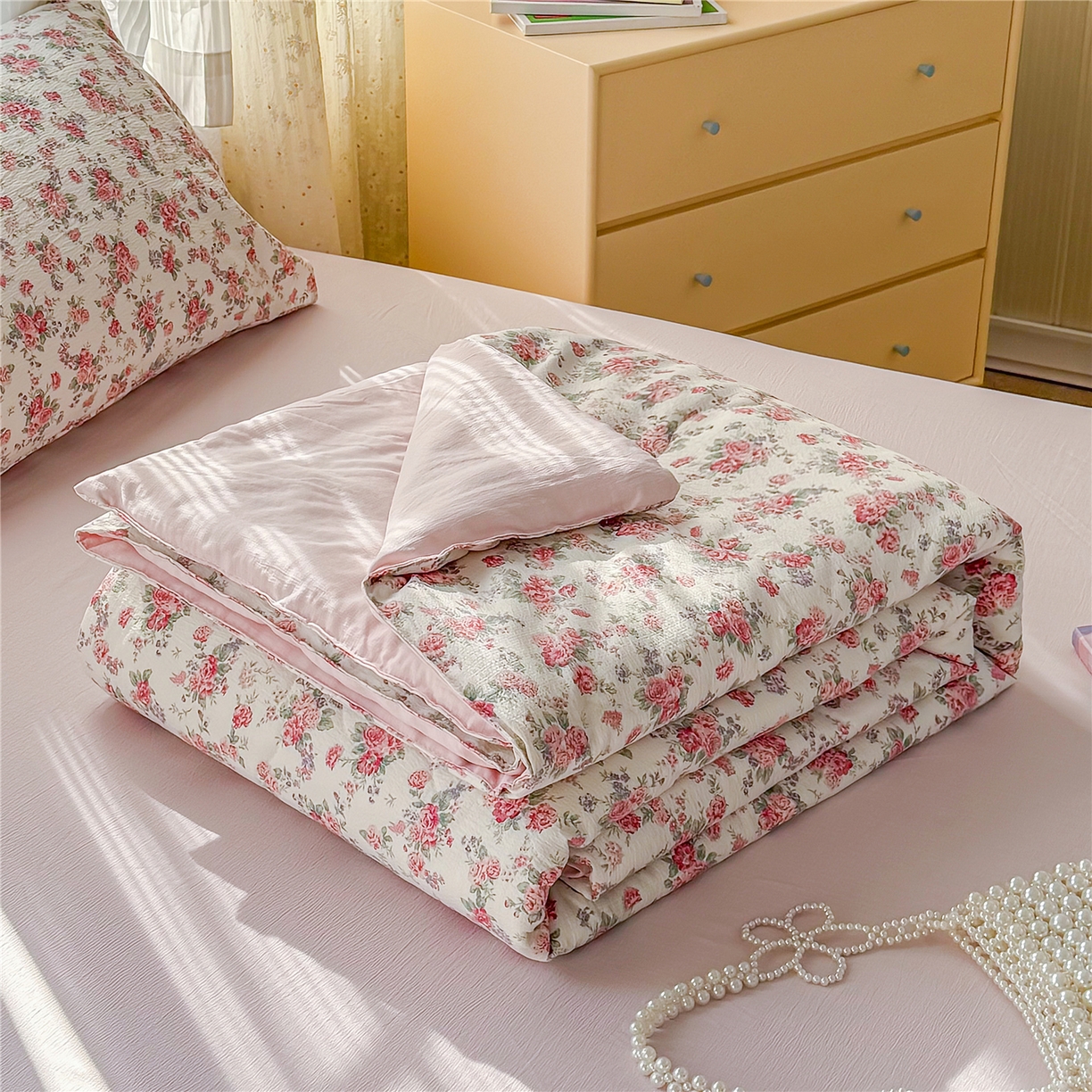 艺菲阁家纺 2026新款云感双层纱夏被夏凉被空调被 星眠云野(粉)