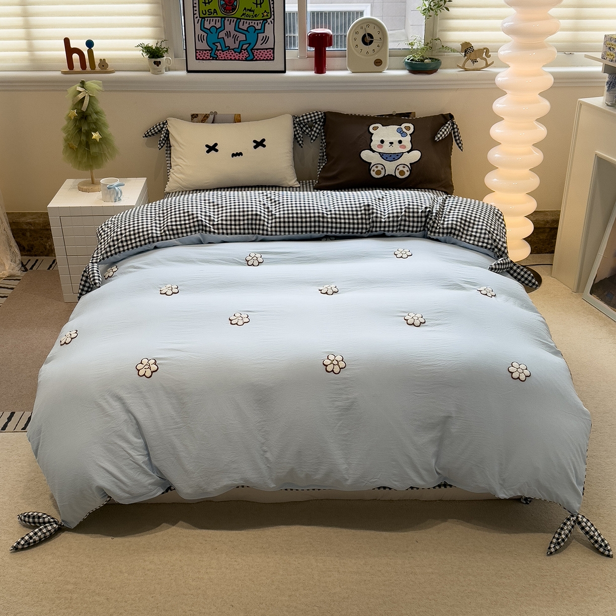 91家纺网 家纺一手货源 找家纺 （总）盼季家纺 2026新款立体蝴蝶结毛巾绣卡通四件套