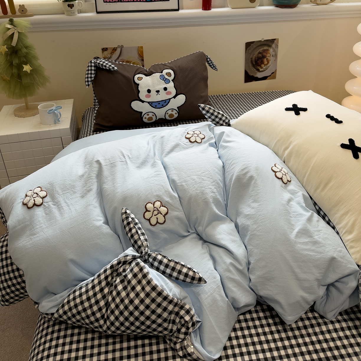 91家纺网 家纺一手货源 找家纺 （总）盼季家纺 2026新款立体蝴蝶结毛巾绣卡通四件套