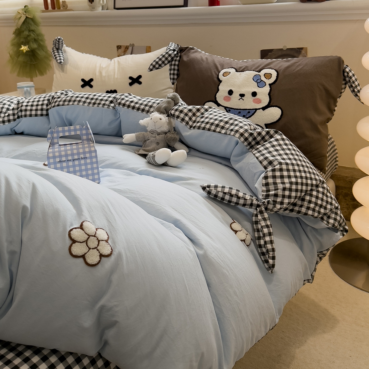 91家纺网 家纺一手货源 找家纺 （总）盼季家纺 2026新款立体蝴蝶结毛巾绣卡通四件套