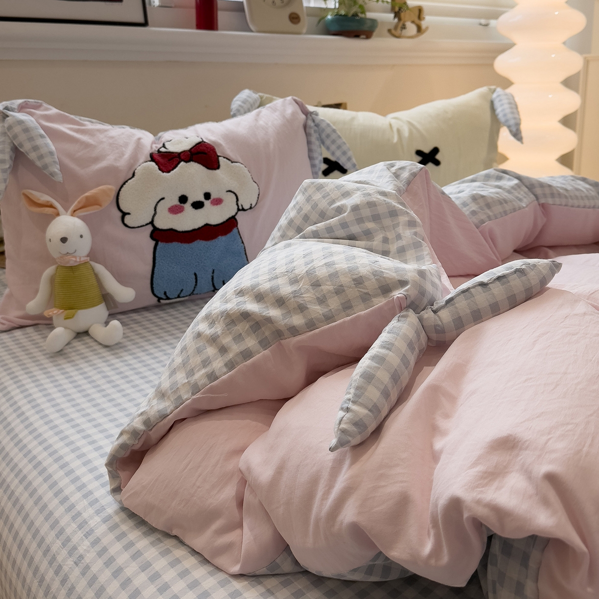 91家纺网 家纺一手货源 找家纺 （总）盼季家纺 2026新款立体蝴蝶结毛巾绣卡通四件套