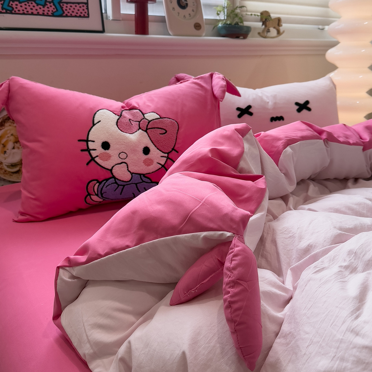 盼季家纺 2026新款立体蝴蝶结毛巾绣卡通四件套 立体蝴蝶结-玫玫KT