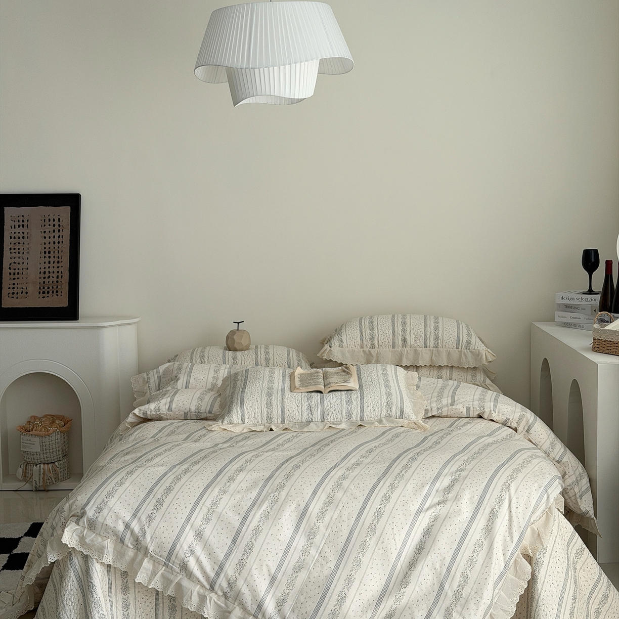 91家纺网 家纺一手货源 找家纺 （总）佰织鑫家居 2025新款全棉法式砂洗棉花床盖款被套四件套