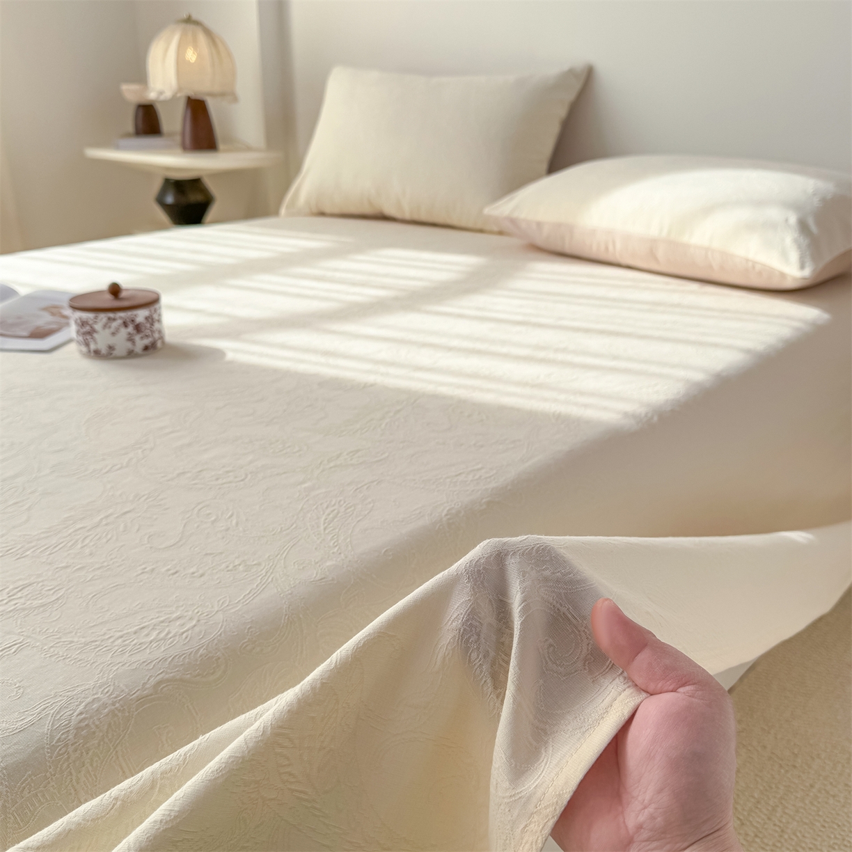 91家纺网 家纺一手货源 找家纺 （总）灰鲸 2026新款全棉纯棉厚织三层水洗色织提花床单单床单床单单件