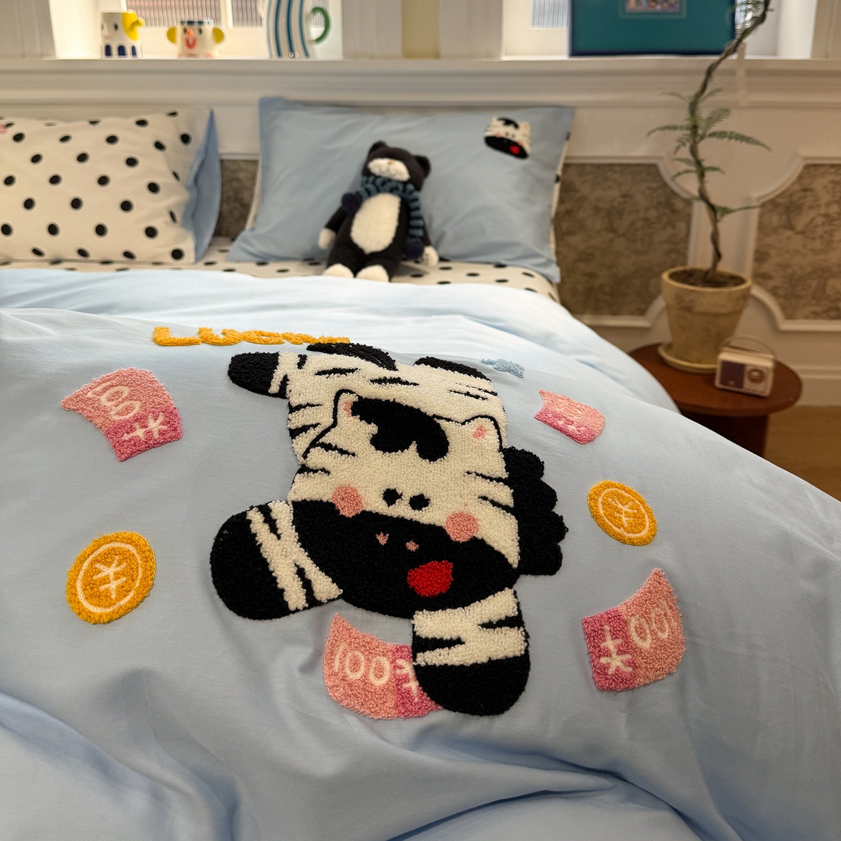 91家纺网 家纺一手货源 找家纺 怡家居 2026新款全棉纯棉印花立体毛巾绣四件套 马上好运