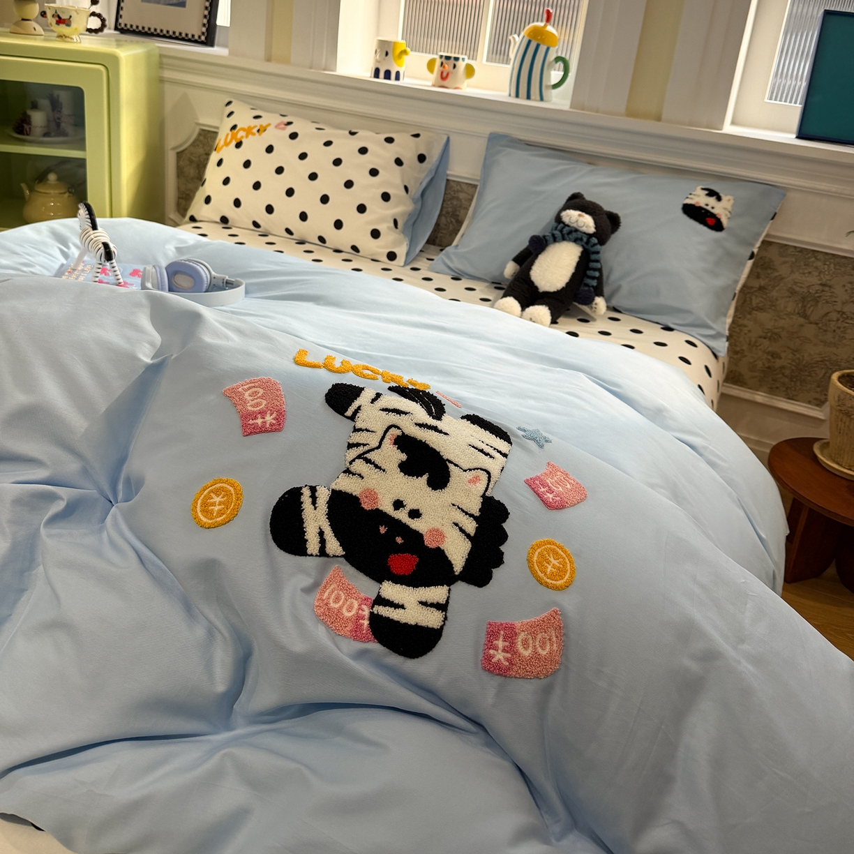 91家纺网 家纺一手货源 找家纺 怡家居 2026新款全棉纯棉印花立体毛巾绣四件套 马上好运