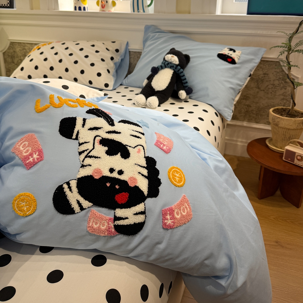 91家纺网 家纺一手货源 找家纺 怡家居 2026新款全棉纯棉印花立体毛巾绣四件套 马上好运