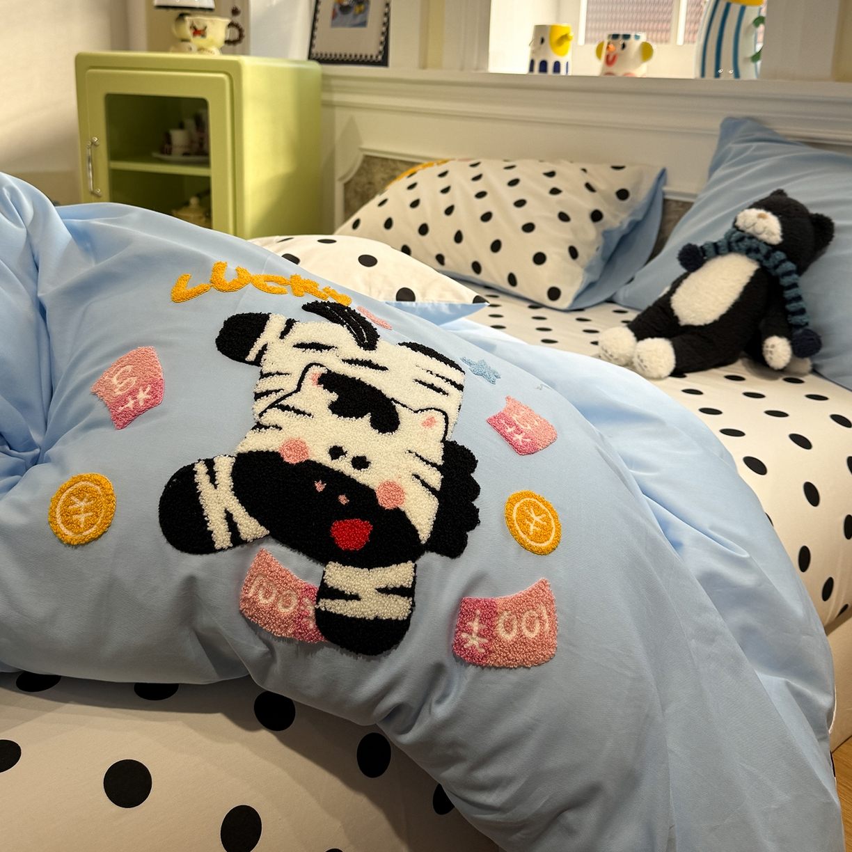 91家纺网 家纺一手货源 找家纺 怡家居 2026新款全棉纯棉印花立体毛巾绣四件套 马上好运