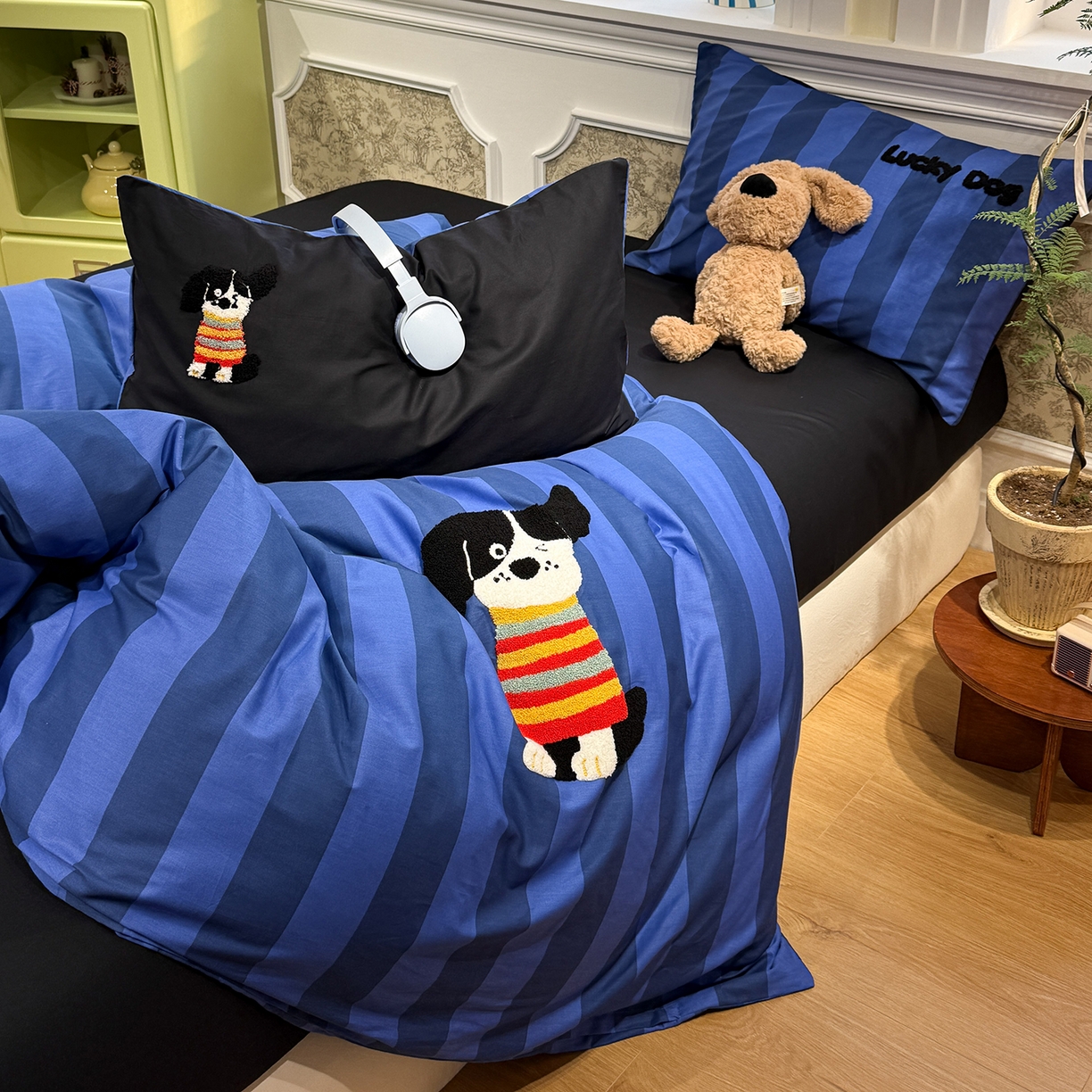 91家纺网 家纺一手货源 找家纺 怡家居 2026新款全棉纯棉印花立体毛巾绣四件套 酷酷小狗