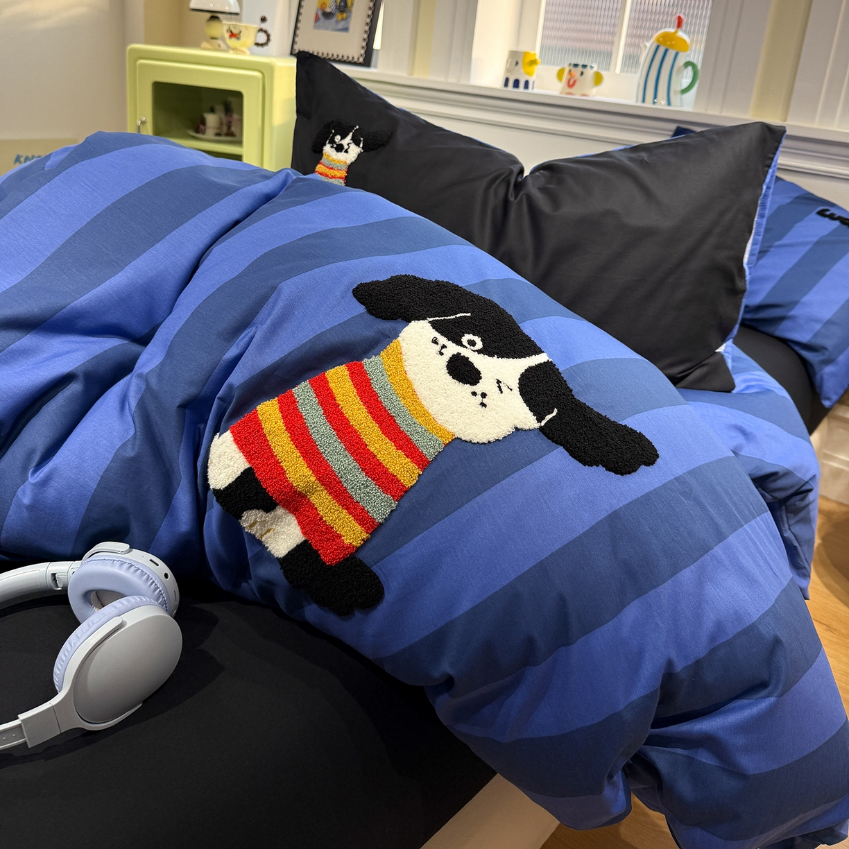 91家纺网 家纺一手货源 找家纺 怡家居 2026新款全棉纯棉印花立体毛巾绣四件套 酷酷小狗