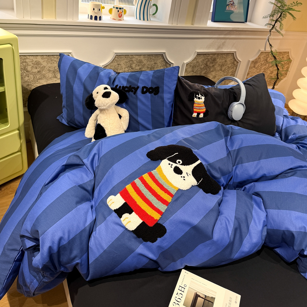 91家纺网 家纺一手货源 找家纺 怡家居 2026新款全棉纯棉印花立体毛巾绣四件套 酷酷小狗