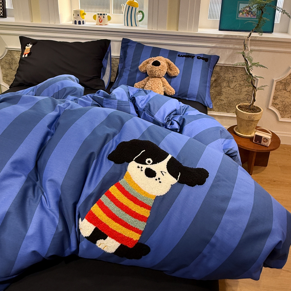 怡家居 2026新款全棉纯棉印花立体毛巾绣四件套 酷酷小狗