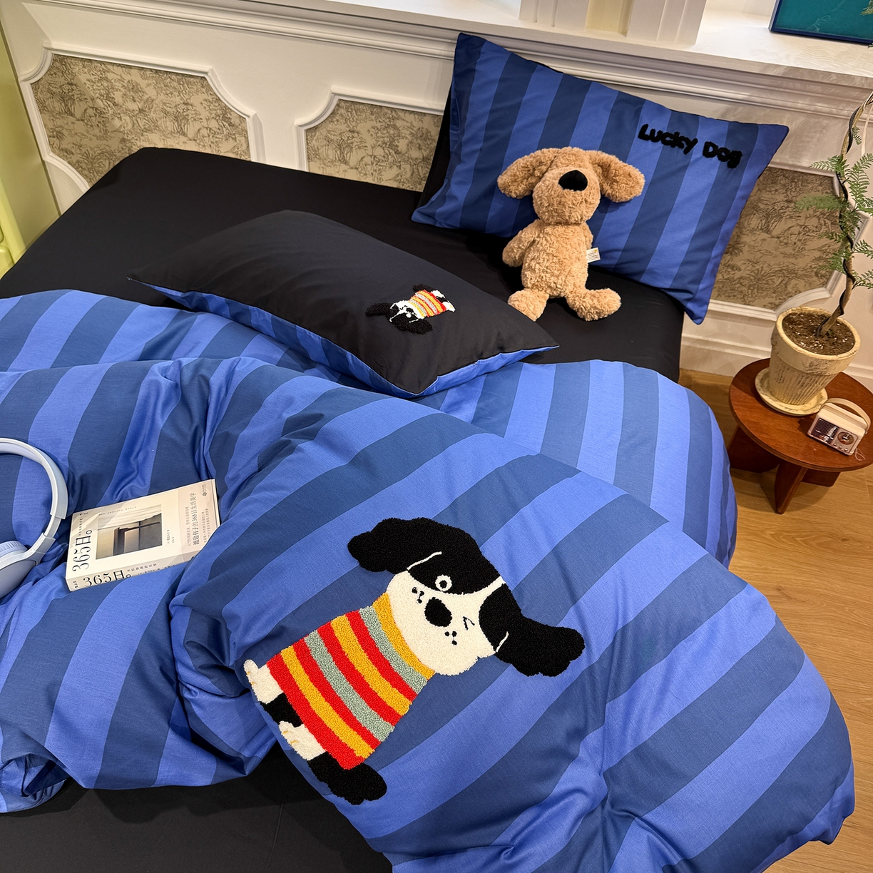 91家纺网 家纺一手货源 找家纺 怡家居 2026新款全棉纯棉印花立体毛巾绣四件套 酷酷小狗