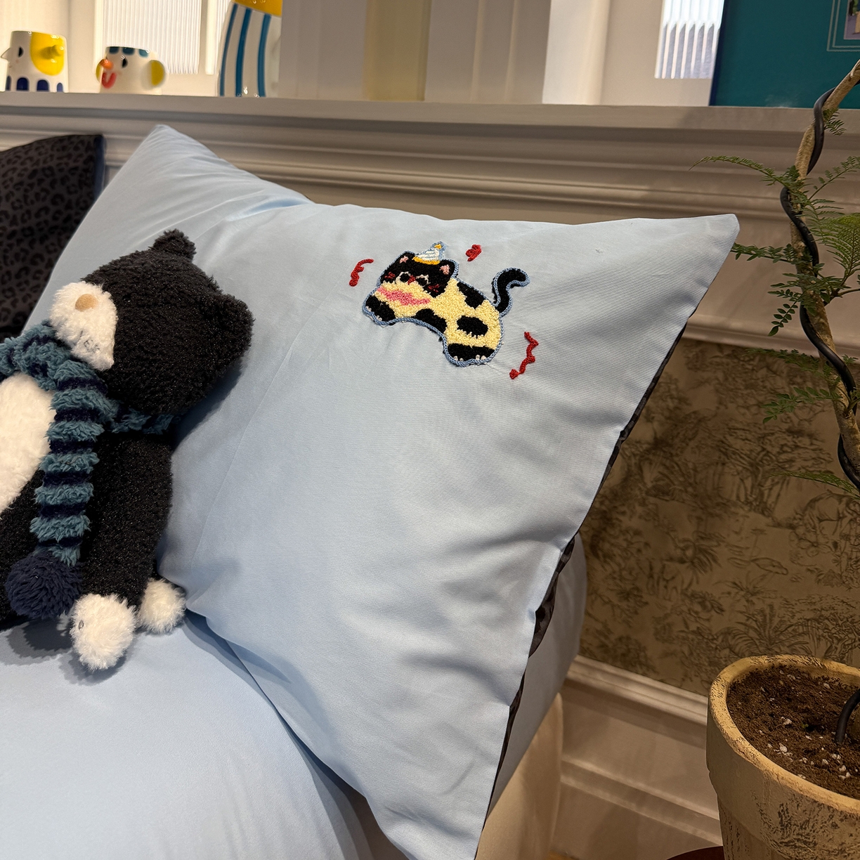 91家纺网 家纺一手货源 找家纺 怡家居 2026新款全棉纯棉印花立体毛巾绣四件套 蝴蝶小猫