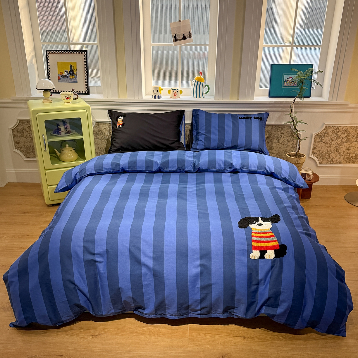 91家纺网 家纺一手货源 找家纺 怡家居 2026新款全棉纯棉印花立体毛巾绣四件套 酷酷小狗