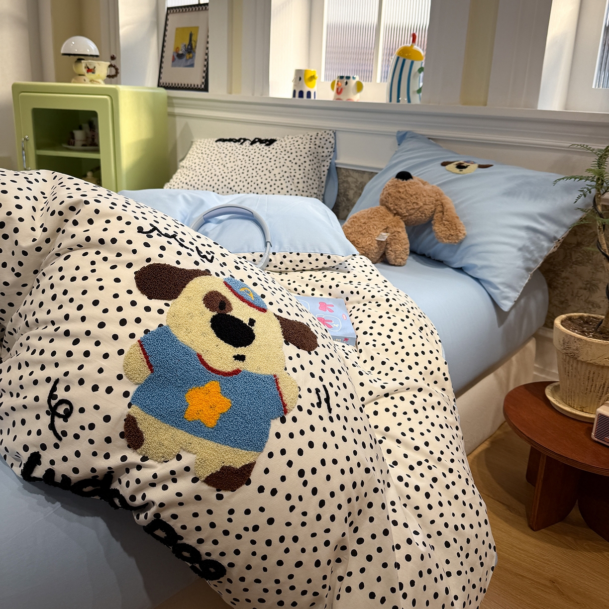 91家纺网 家纺一手货源 找家纺 怡家居 2026新款全棉纯棉印花立体毛巾绣四件套 大耳朵狗狗