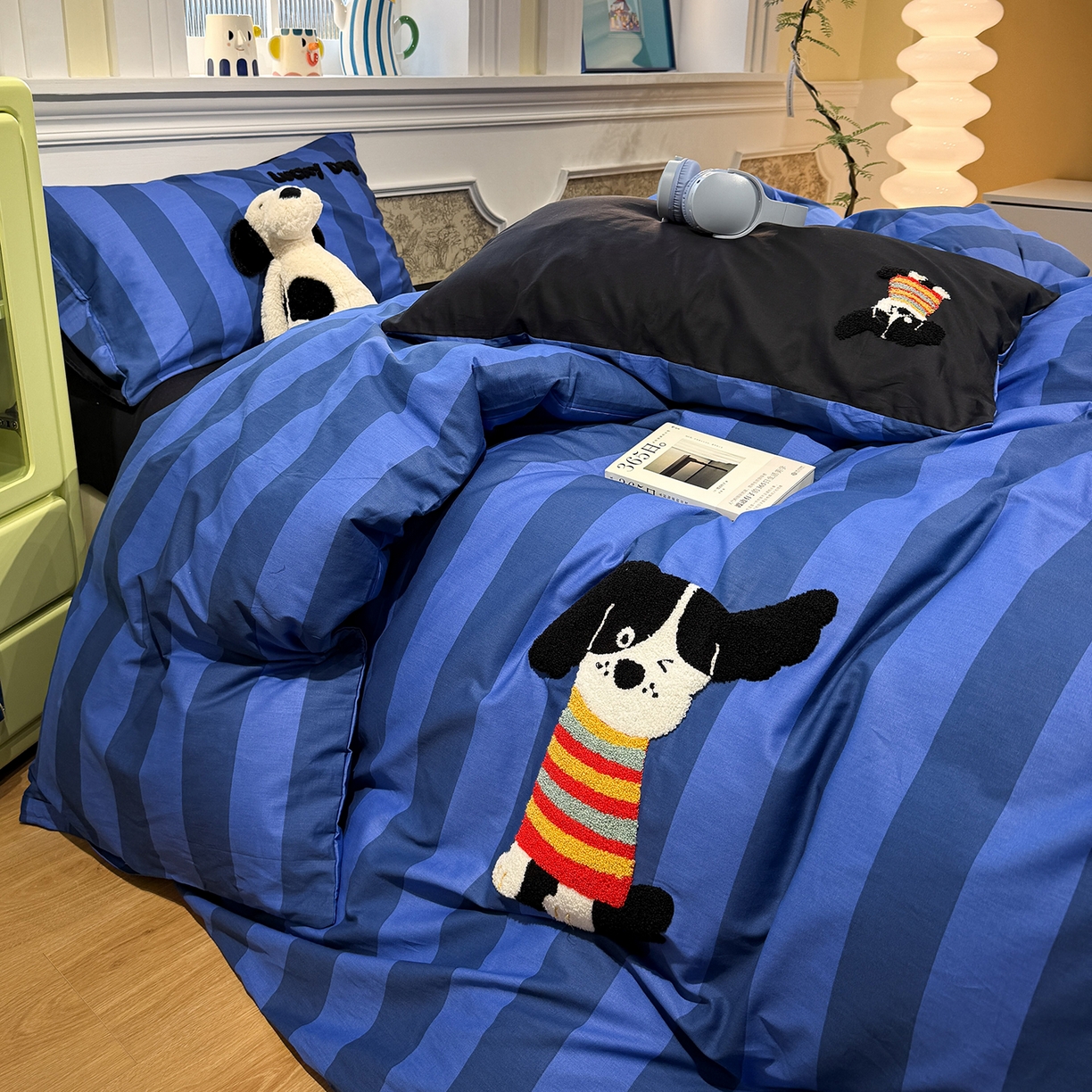 91家纺网 家纺一手货源 找家纺 怡家居 2026新款全棉纯棉印花立体毛巾绣四件套 酷酷小狗