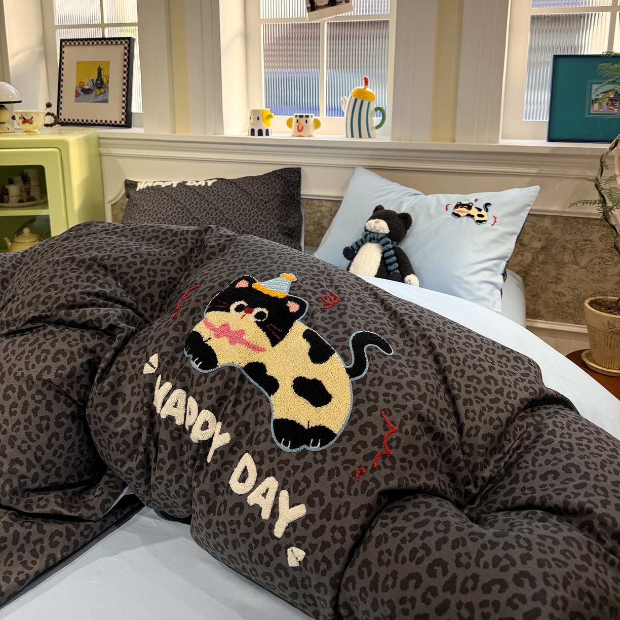 91家纺网 家纺一手货源 找家纺 怡家居 2026新款全棉纯棉印花立体毛巾绣四件套 蝴蝶小猫