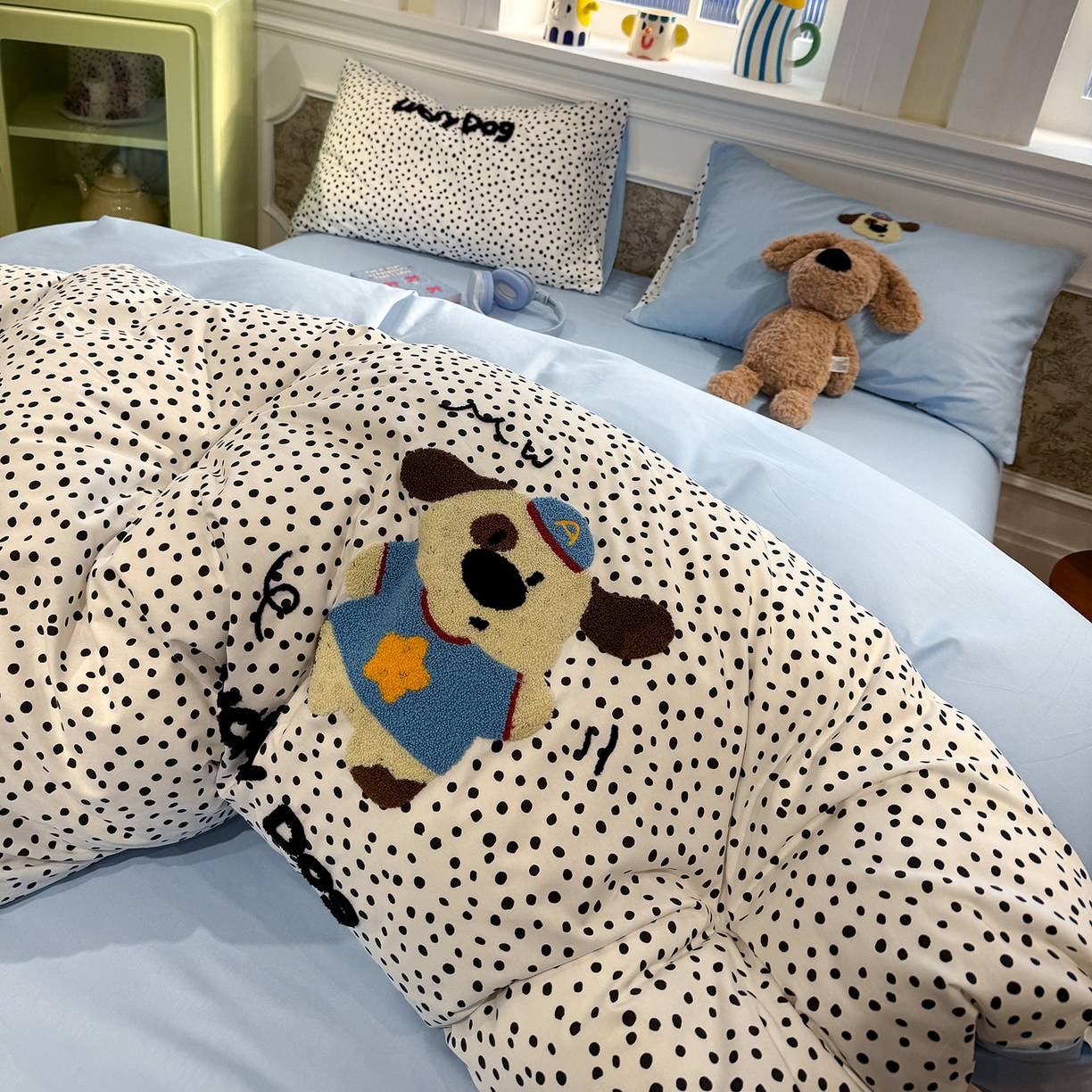 91家纺网 家纺一手货源 找家纺 怡家居 2026新款全棉纯棉印花立体毛巾绣四件套 大耳朵狗狗