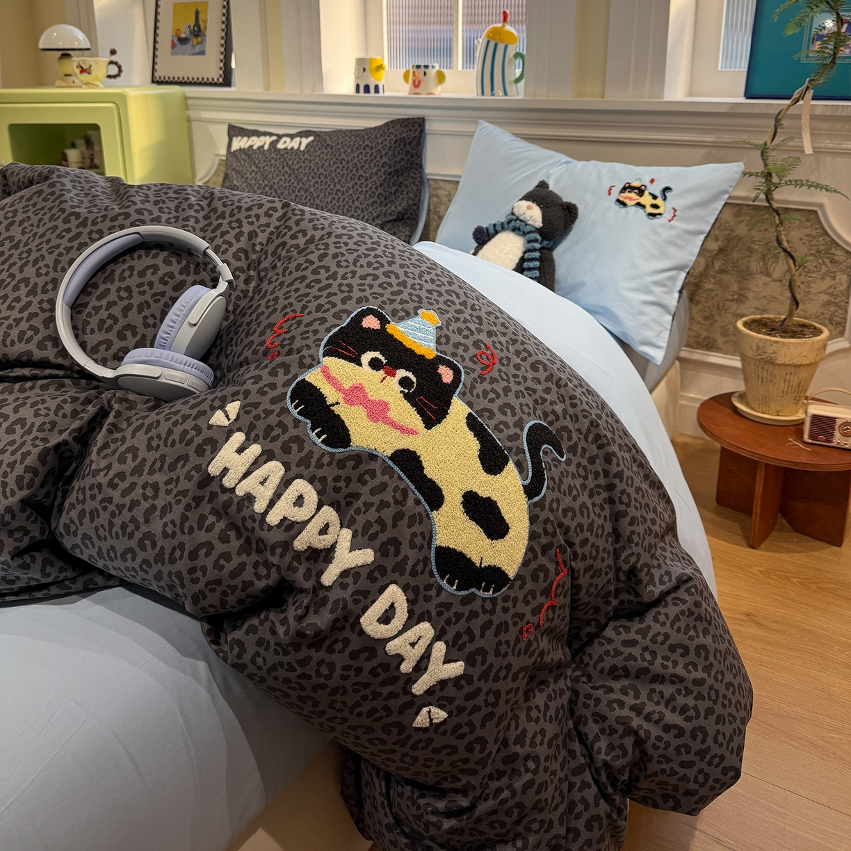 91家纺网 家纺一手货源 找家纺 怡家居 2026新款全棉纯棉印花立体毛巾绣四件套 蝴蝶小猫