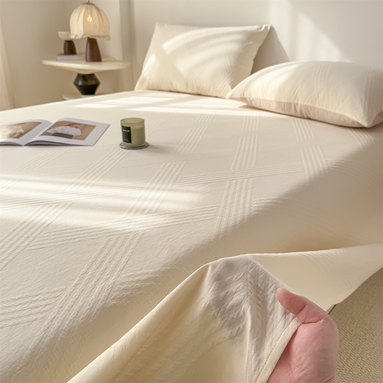 91家纺网 家纺一手货源 找家纺 （总）灰鲸 2026新款全棉纯棉厚织三层水洗色织提花床单单床单床单单件