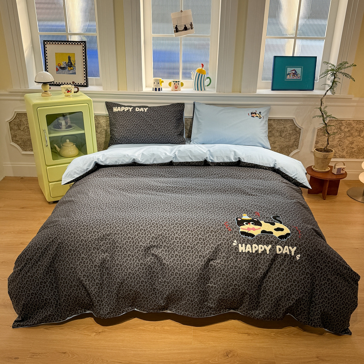 91家纺网 家纺一手货源 找家纺 怡家居 2026新款全棉纯棉印花立体毛巾绣四件套 蝴蝶小猫