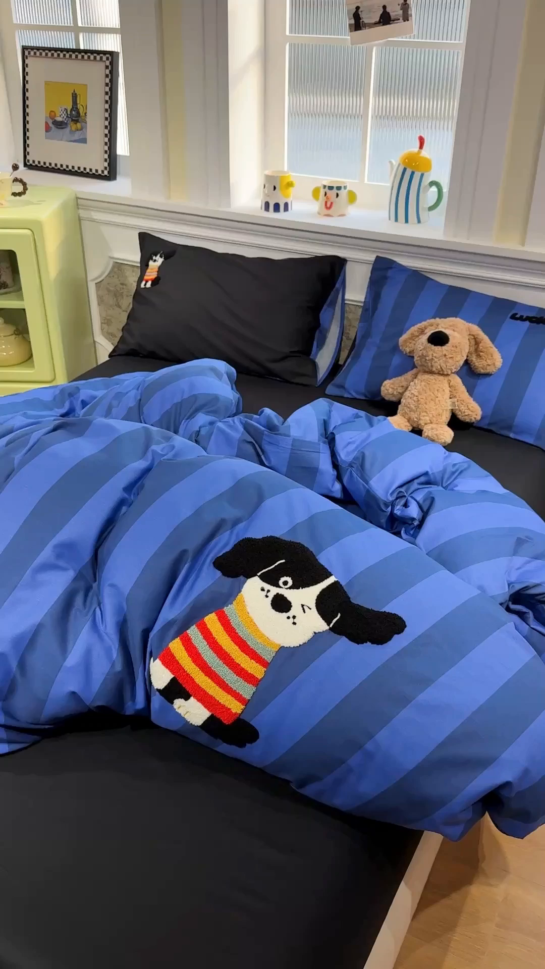 91家纺网 家纺一手货源 找家纺 怡家居 2026新款全棉纯棉印花立体毛巾绣四件套 酷酷小狗