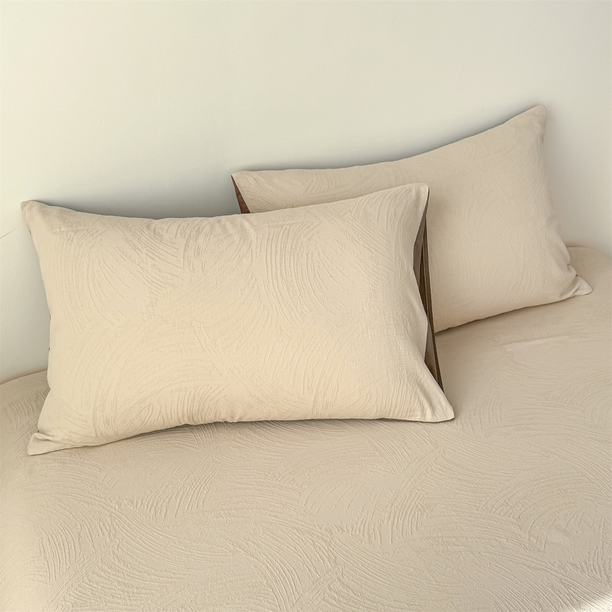 91家纺网 家纺一手货源 找家纺 灰鲸 2026新款全棉纯棉厚织三层水洗色织提花床单单床单床单单件 柔丝漫语-可可奶咖