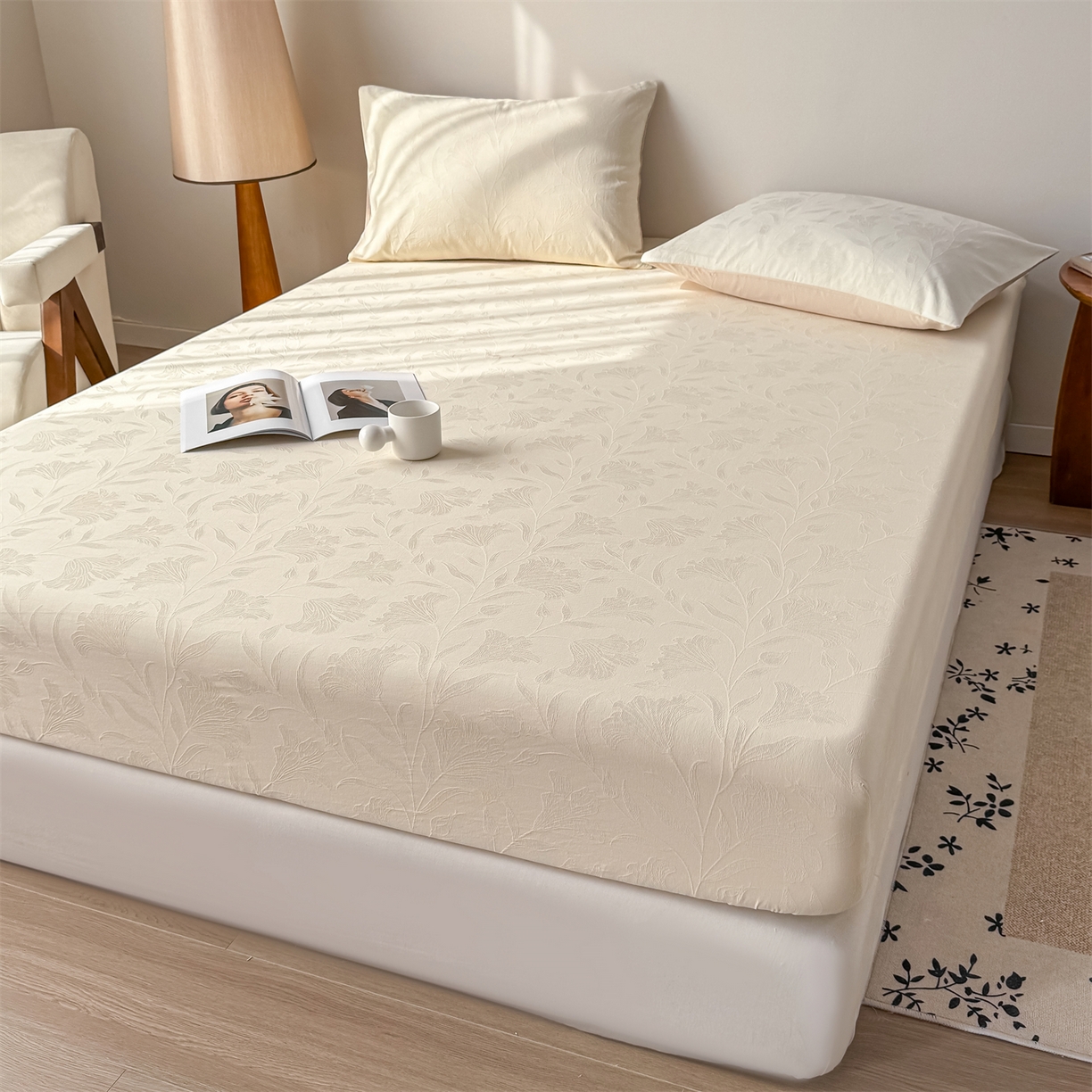 91家纺网 家纺一手货源 找家纺 （总）灰鲸 2026新款全棉纯棉厚织三层水洗色织提花床笠单品床笠床笠单件