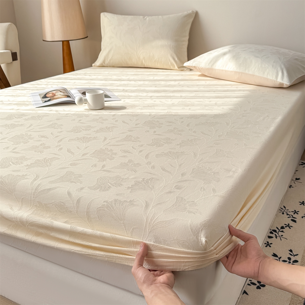 91家纺网 家纺一手货源 找家纺 （总）灰鲸 2026新款全棉纯棉厚织三层水洗色织提花床笠单品床笠床笠单件