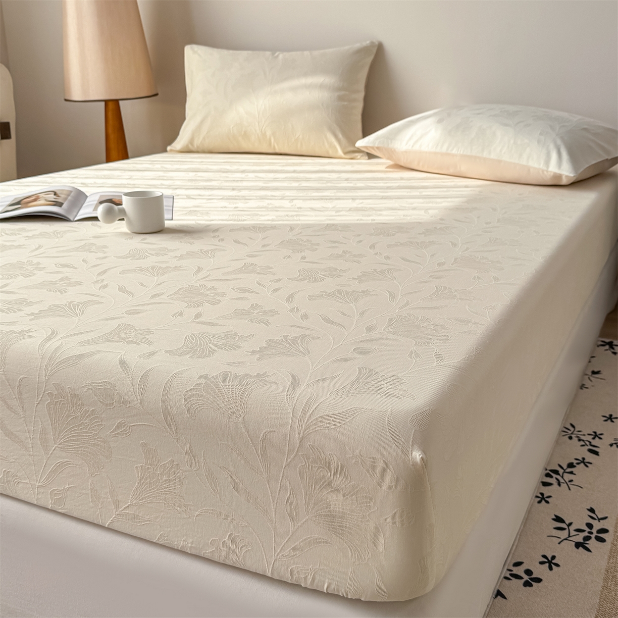 91家纺网 家纺一手货源 找家纺 （总）灰鲸 2026新款全棉纯棉厚织三层水洗色织提花床笠单品床笠床笠单件