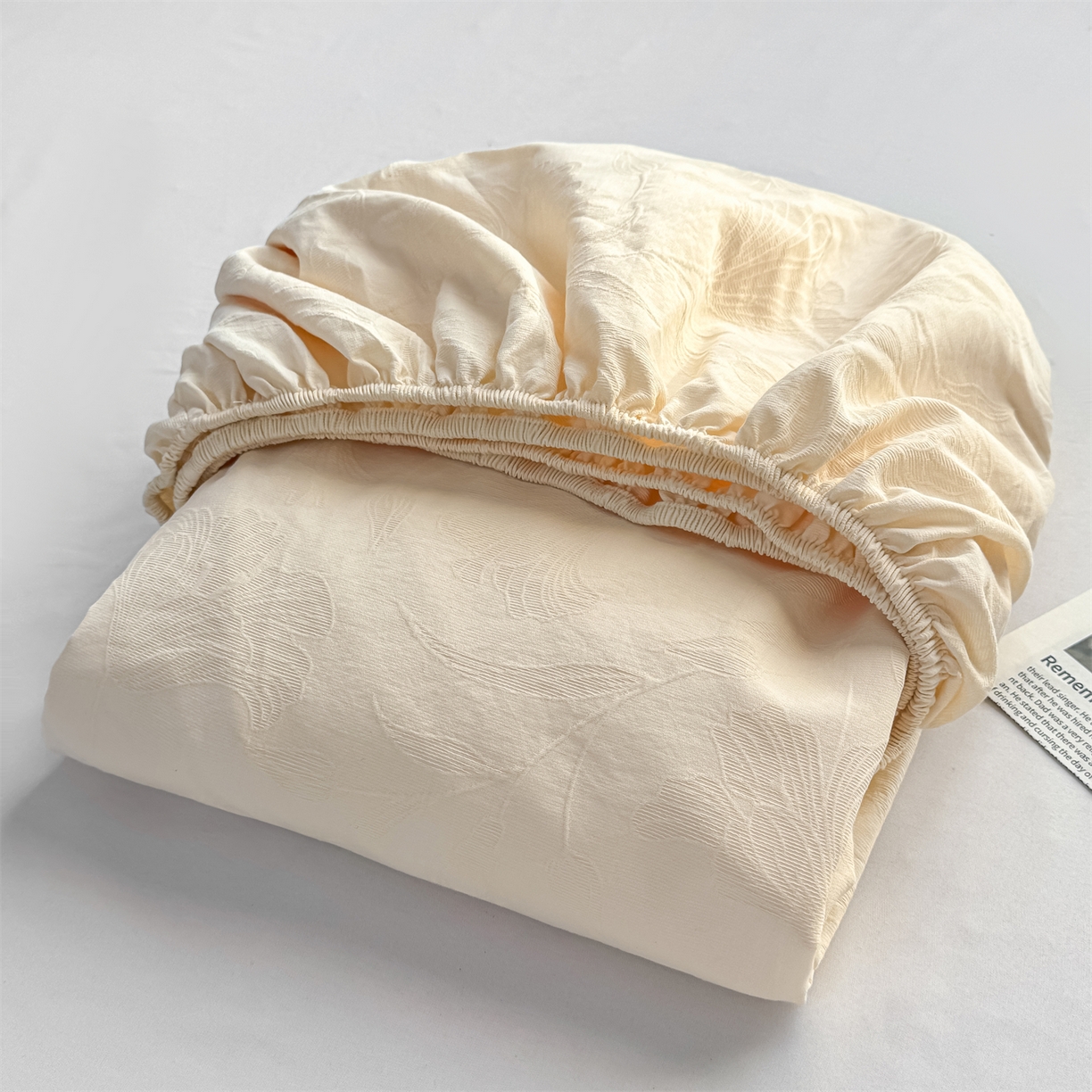 91家纺网 家纺一手货源 找家纺 灰鲸 2026新款全棉纯棉厚织三层水洗色织提花床笠单品床笠床笠单件 芳菲-杏仁奶霜