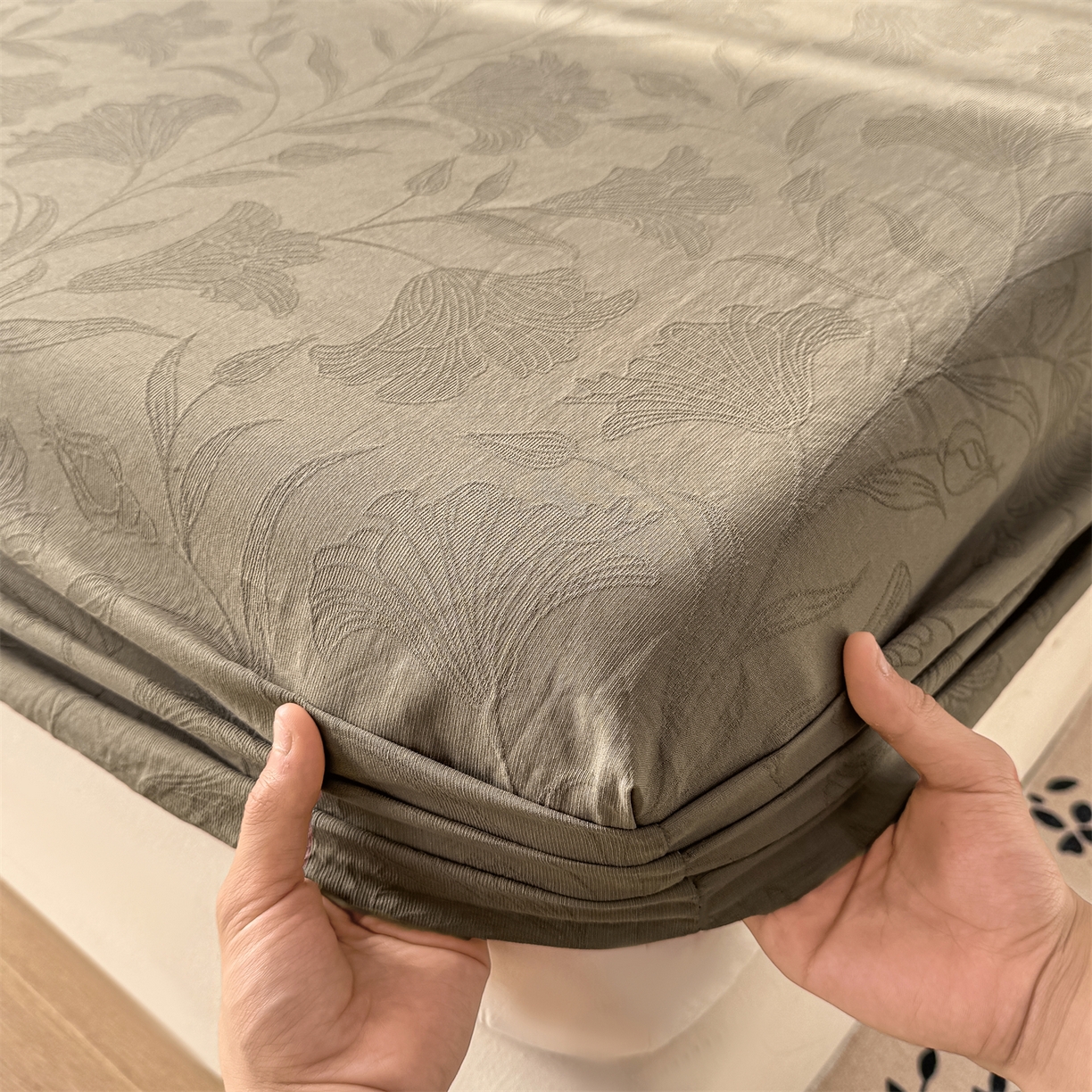 91家纺网 家纺一手货源 找家纺 灰鲸 2026新款全棉纯棉厚织三层水洗色织提花床笠单品床笠床笠单件 芳菲-摩卡