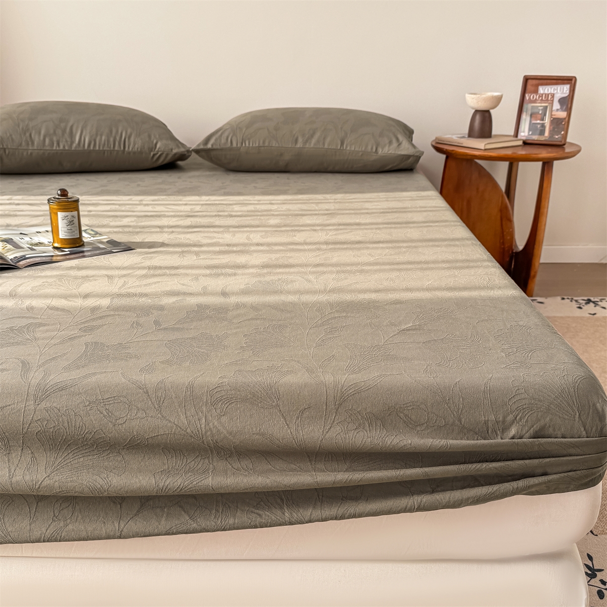 91家纺网 家纺一手货源 找家纺 灰鲸 2026新款全棉纯棉厚织三层水洗色织提花床笠单品床笠床笠单件 芳菲-摩卡