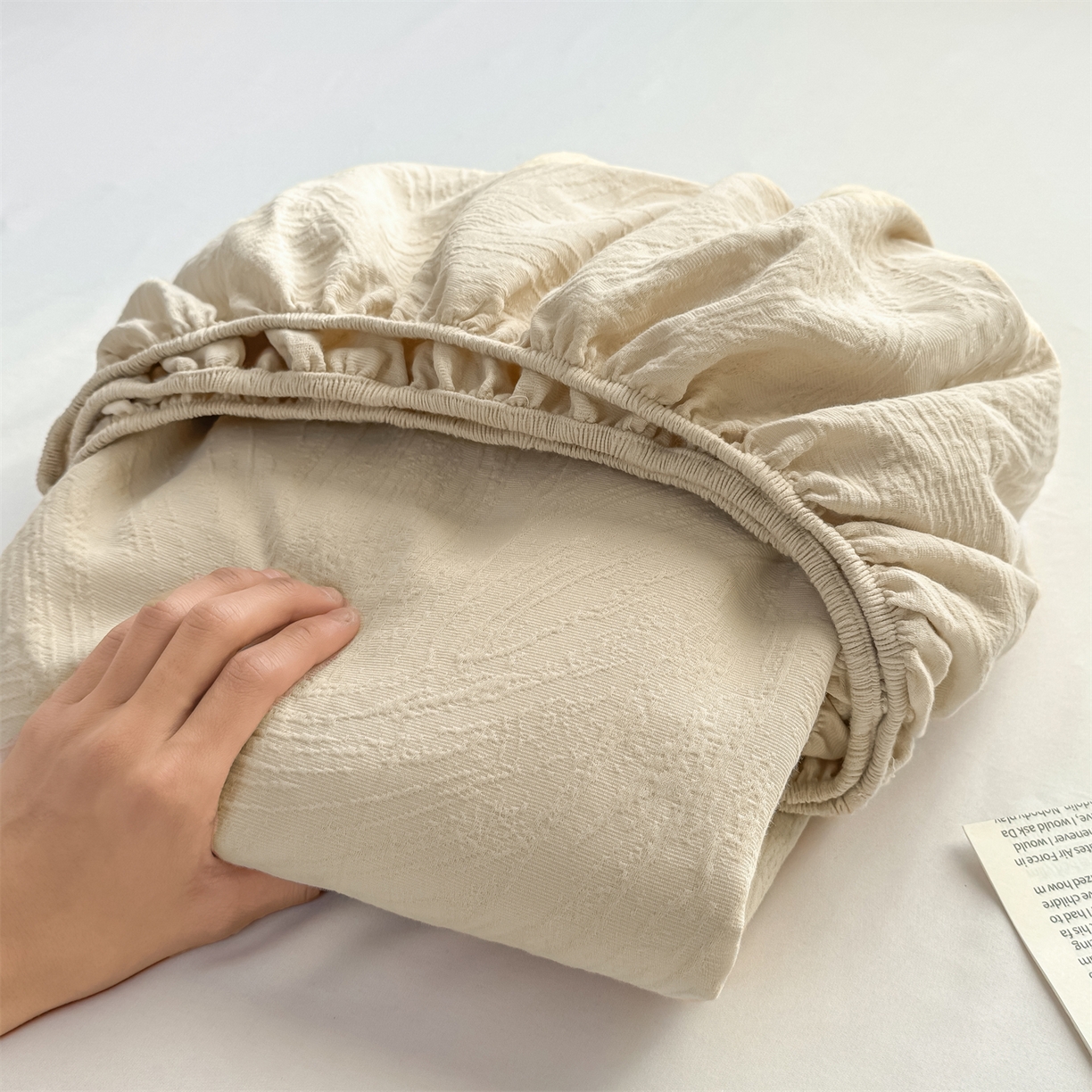 91家纺网 家纺一手货源 找家纺 灰鲸 2026新款全棉纯棉厚织三层水洗色织提花床笠单品床笠床笠单件 柔丝漫语-可可奶咖