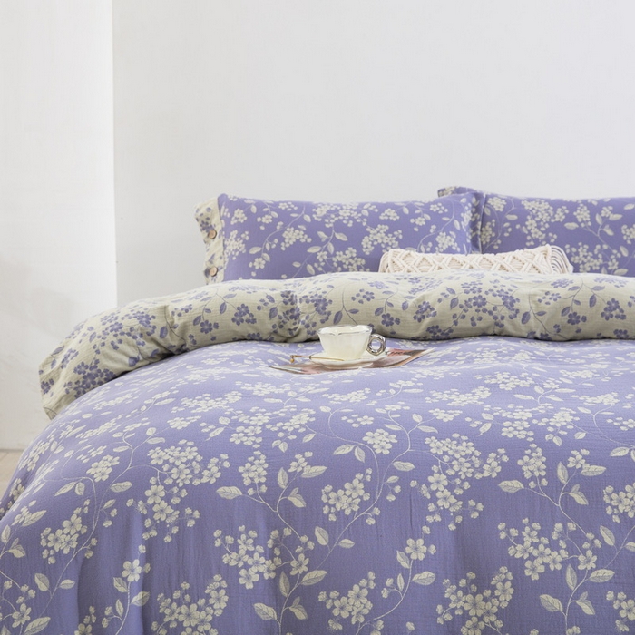 91家纺网 家纺一手货源 找家纺 （总）仰望棉麻双层纱供应链 2026新款全棉色织提花双层纱四件套-花茉羽