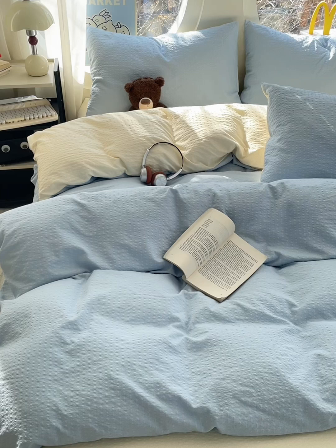 91家纺网 家纺一手货源 找家纺 （总）优承佳生活馆 2026新款软糯双拼泡芙纱四件套