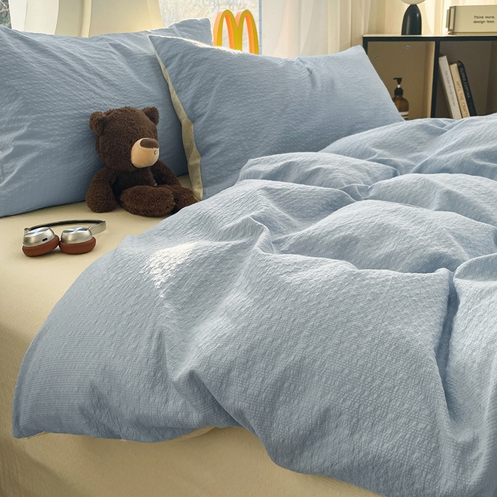 91家纺网 家纺一手货源 找家纺 （总）优承佳生活馆 2026新款软糯双拼泡芙纱四件套