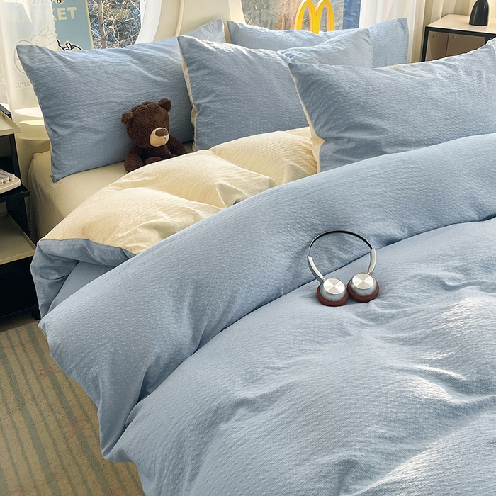 91家纺网 家纺一手货源 找家纺 （总）优承佳生活馆 2026新款软糯双拼泡芙纱四件套