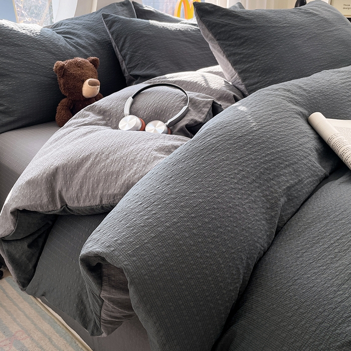 91家纺网 家纺一手货源 找家纺 （总）优承佳生活馆 2026新款软糯双拼泡芙纱四件套