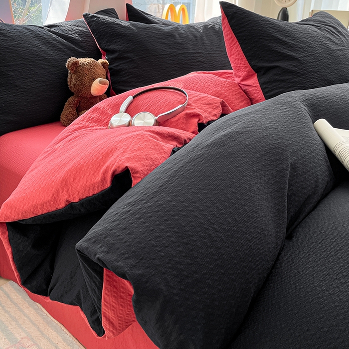 91家纺网 家纺一手货源 找家纺 （总）优承佳生活馆 2026新款软糯双拼泡芙纱四件套