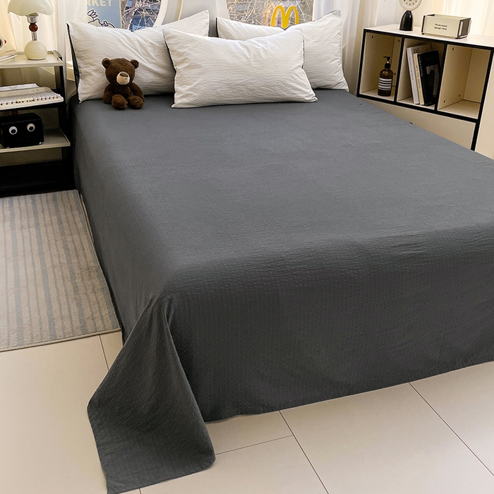 91家纺网 家纺一手货源 找家纺 优承佳生活馆 2026新款软糯双拼泡芙纱四件套 奶油白+暗夜灰