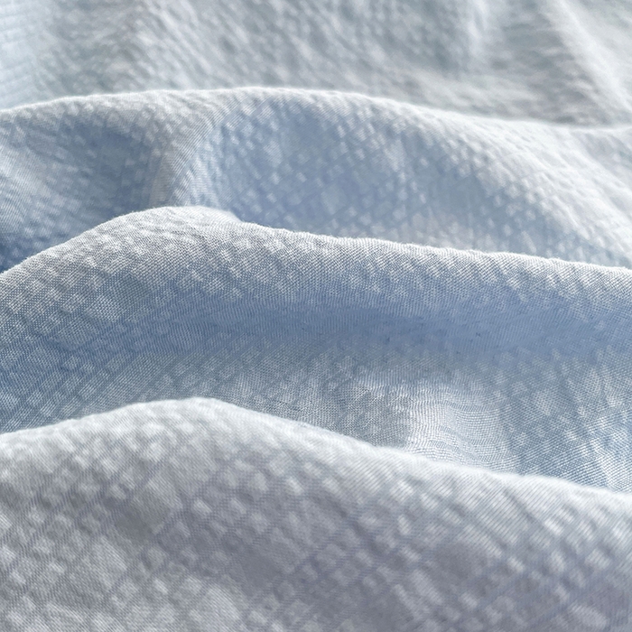 91家纺网 家纺一手货源 找家纺 优承佳生活馆 2026新款软糯双拼泡芙纱四件套 天空蓝+星空蓝